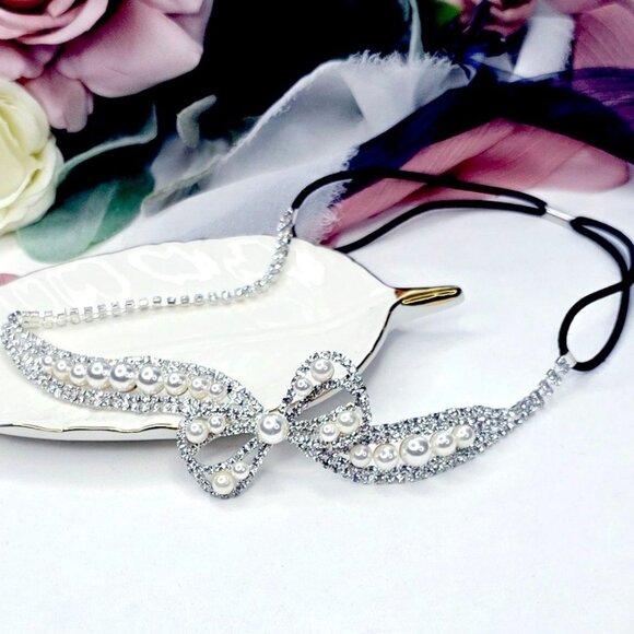 Blingy Rhinestone and Pearl Headband - Picture 1 of 12